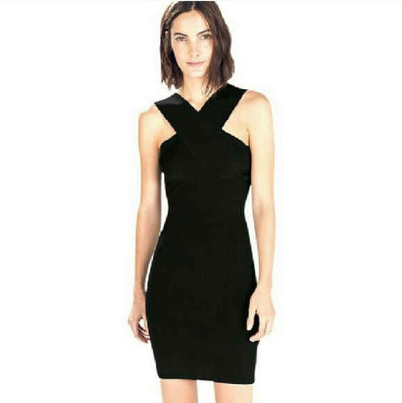black cross front dress